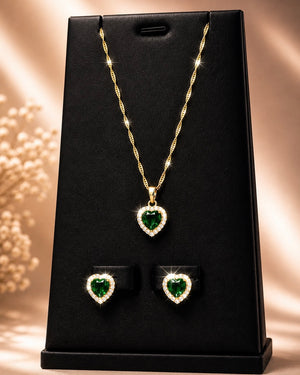 SET AMOR DE MAMÁ CADENA + DIJE + ARETES Oro laminado Luxus