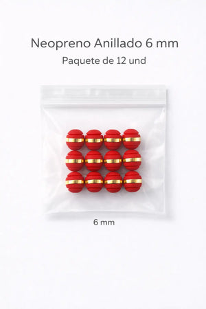 NEOPRENO ANILLADO PARA BRAZALETES – 6 MM Y 8 MM 🔴⚫ Oro laminado Luxus