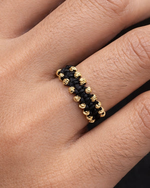 ANILLO DOBLE CARRIL DIAMANTADO AJUSTABLE 3MM 6182 Oro laminado Luxus