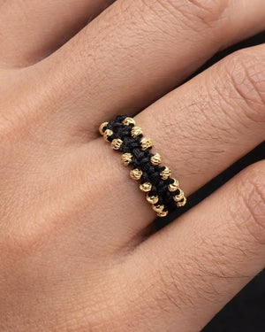 ANILLO DOBLE CARRIL DIAMANTADO AJUSTABLE 3MM 6182 Oro laminado Luxus