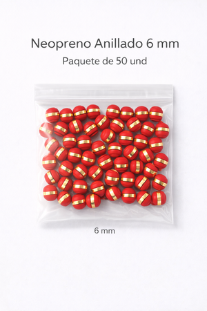 NEOPRENO ANILLADO PARA BRAZALETES – 6 MM Y 8 MM 🔴⚫ Oro laminado Luxus