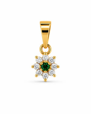 DIJE FLOR PUNTO VERDE ESMERALDA 6172 Oro laminado Luxus