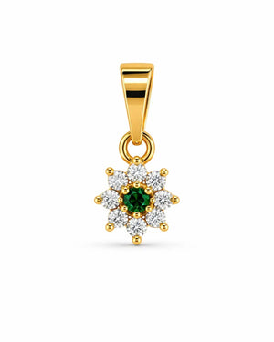 DIJE FLOR PUNTO VERDE ESMERALDA 6172 Oro laminado Luxus