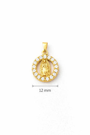 DIJE VIRGEN GUADALUPE VERDE REDONDO 6121 Oro laminado Luxus