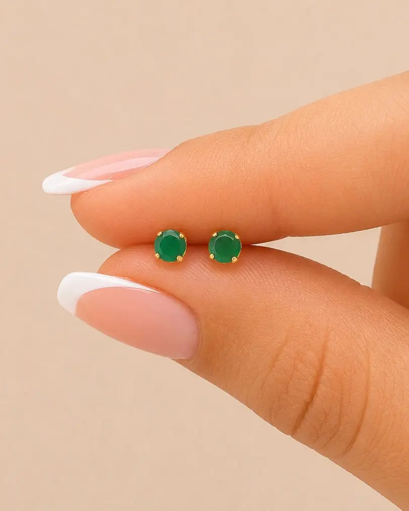 TOPO CHISPA VERDE ESMERALDA 4MM 6362 Oro laminado Luxus