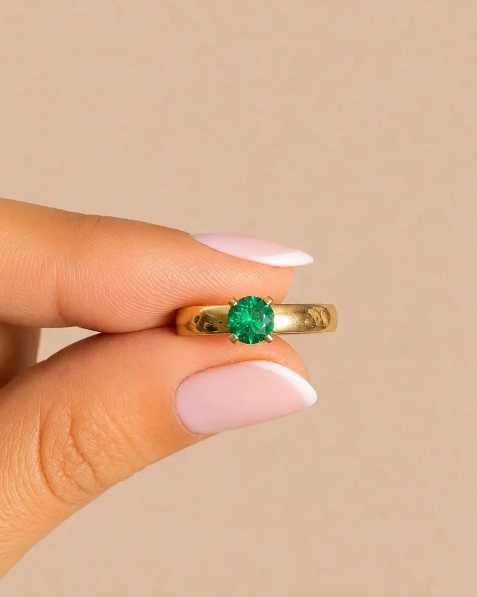 ANILLO VERDE ESMERALDA 6469 Oro laminado Luxus