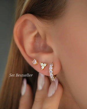 Set x3 Aretes en Oro Laminado OrolaminadoLuxus