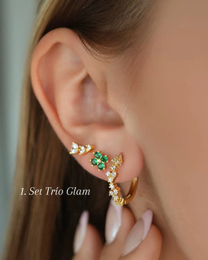 Set x3 Aretes en Oro Laminado OrolaminadoLuxus