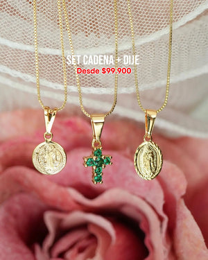 SET RELIGIOSO CADENA VENECIANA 45 CM + DIJE OrolaminadoLuxus