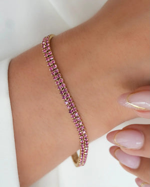 PULSERA TENIS DOBLE CARRIL 17CM +2CM 5264 OrolaminadoLuxus