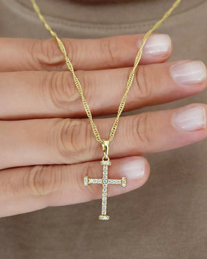 SET CRUZ SWAROVSKI Oro laminado Luxus