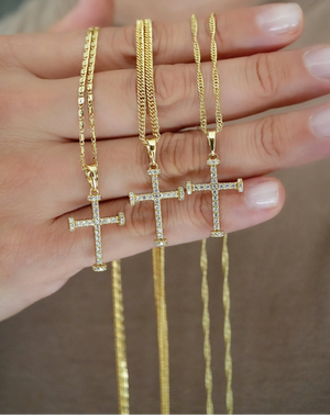 SET CRUZ SWAROVSKI Oro laminado Luxus
