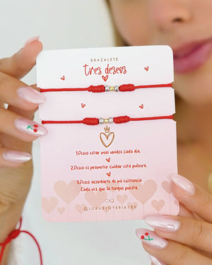 PULSERA 3 DESEOS HILO DE AMOR OrolaminadoLuxus