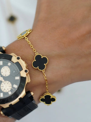 PULSERA FLOR TRÉBOL PLATA/ORO 4691 OrolaminadoLuxus