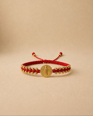 BRAZALETE DOBLE CARRIL SAN BENITO 3MM ROJO 6189 Oro laminado Luxus