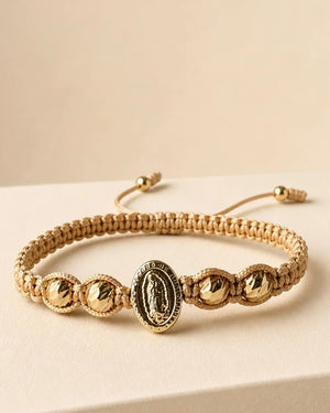 BRAZALETE VIRGEN GUADALUPE DIAMANTADO 6MM Oro laminado Luxus