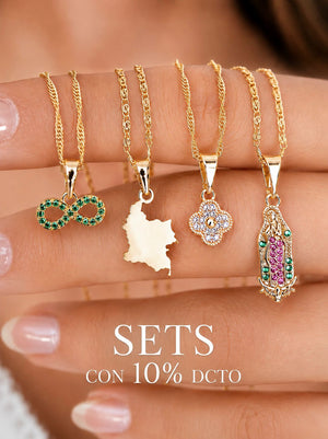 SET DAMA CADENA + DIJE Oro laminado Luxus