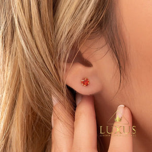 ARETE CIRCONIA CORAZON ROJO 33023R OrolaminadoLuxus