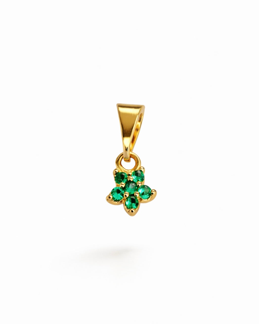 DIJE FLOR 5 MM VERDE ESMERALDA Oro laminado Luxus