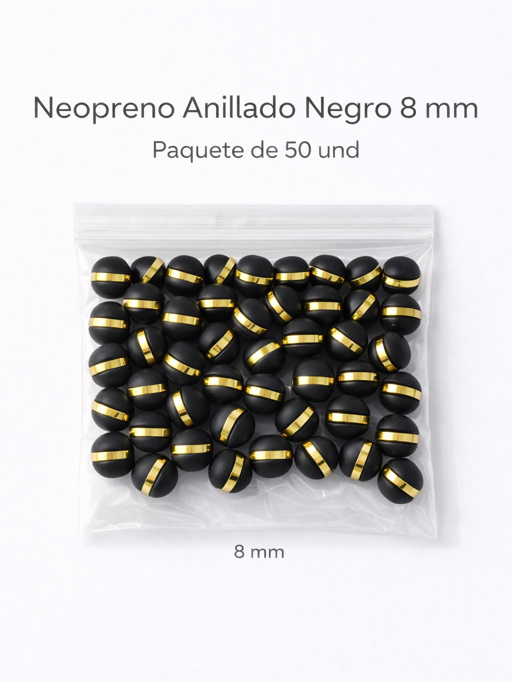 NEOPRENO ANILLADO PARA BRAZALETES – 6 MM Y 8 MM 🔴⚫ Oro laminado Luxus