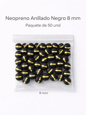 NEOPRENO ANILLADO PARA BRAZALETES – 6 MM Y 8 MM 🔴⚫ Oro laminado Luxus