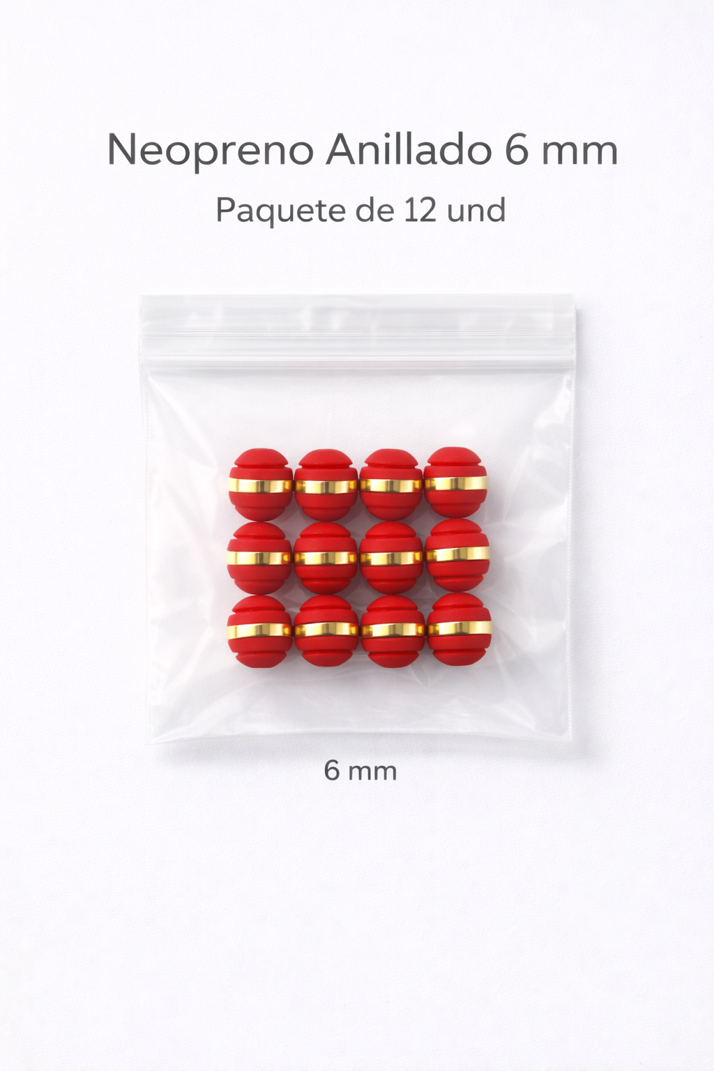 NEOPRENO ANILLADO PARA BRAZALETES – 6 MM Y 8 MM 🔴⚫ Oro laminado Luxus