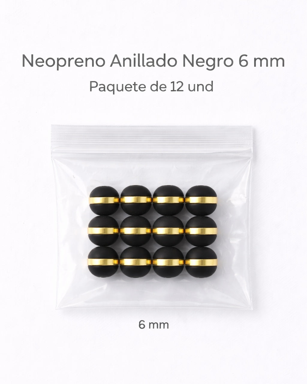 NEOPRENO ANILLADO PARA BRAZALETES – 6 MM Y 8 MM 🔴⚫ Oro laminado Luxus