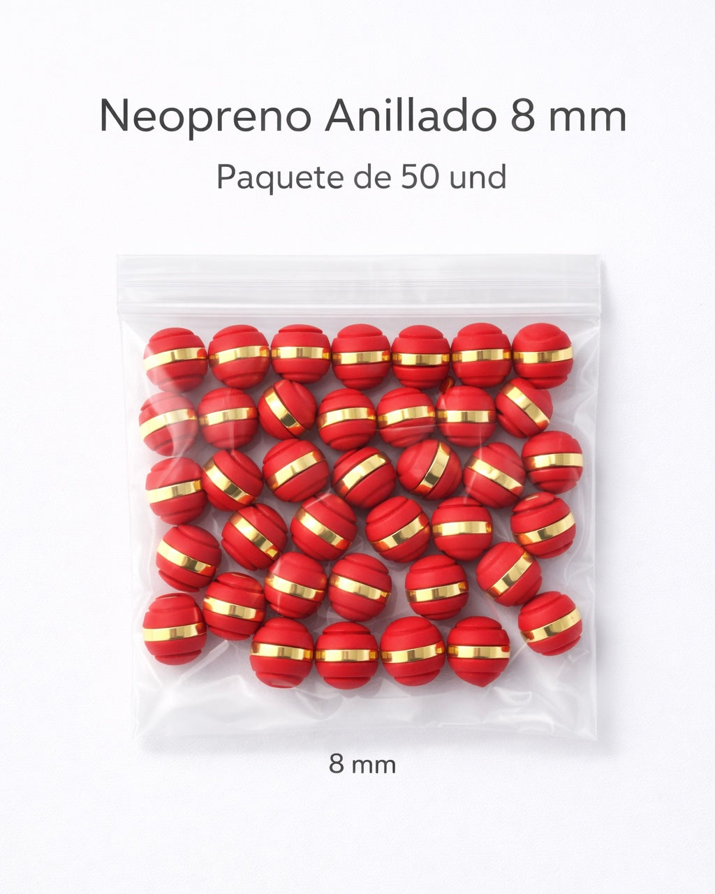 NEOPRENO ANILLADO PARA BRAZALETES – 6 MM Y 8 MM 🔴⚫ Oro laminado Luxus