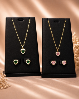 SET AMOR DE MAMÁ CADENA + DIJE + ARETES Oro laminado Luxus