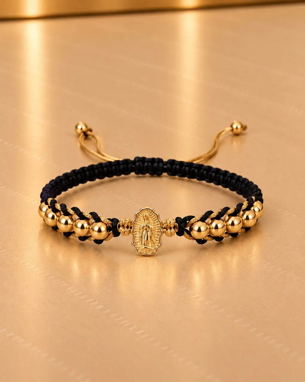 BRAZALETE VIRGEN GUADALUPE TALLADA 5MM BEIG 6492