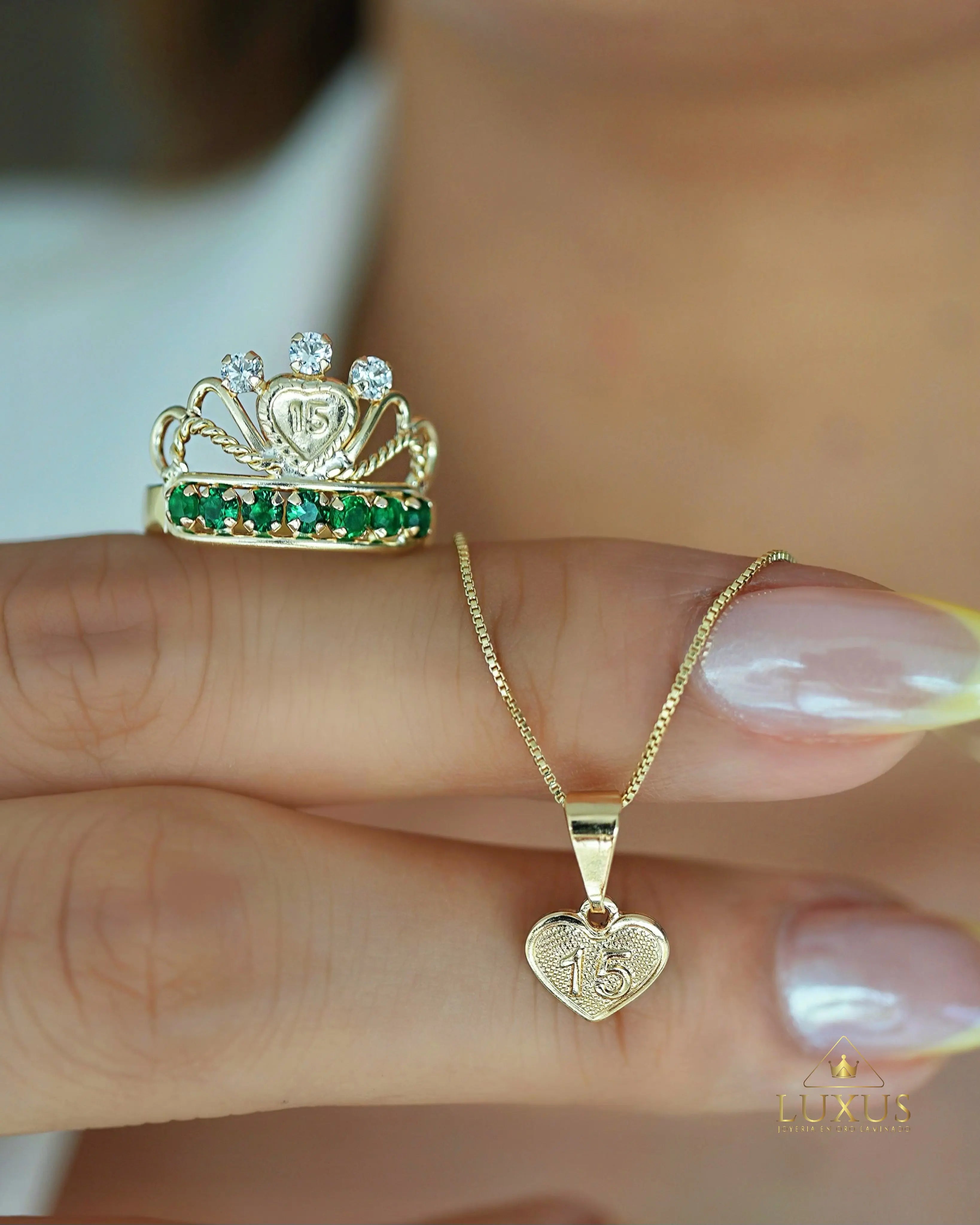SET 15 AÑOS CAD + DIJE + ANILLO OrolaminadoLuxus