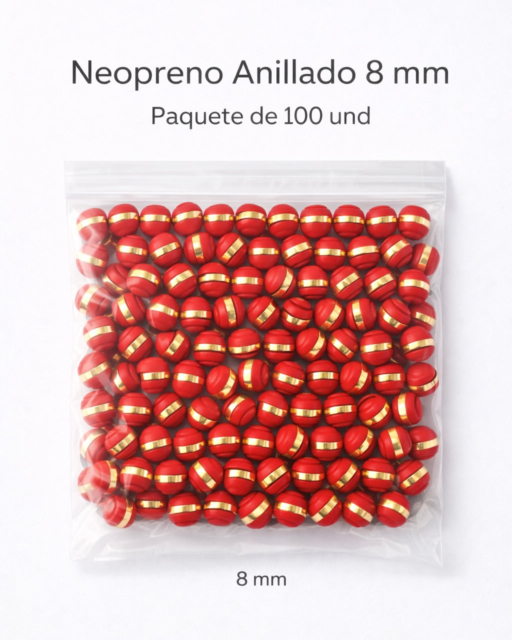 NEOPRENO ANILLADO PARA BRAZALETES – 6 MM Y 8 MM 🔴⚫ Oro laminado Luxus