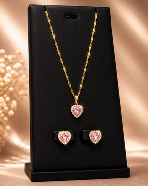 SET AMOR DE MAMÁ CADENA + DIJE + ARETES Oro laminado Luxus