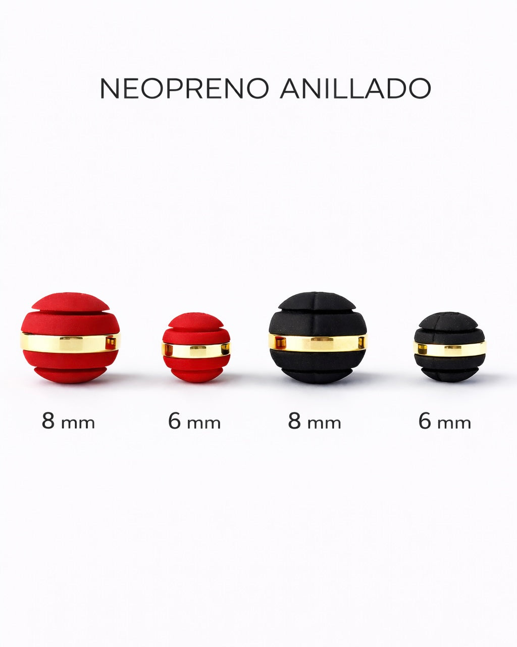 NEOPRENO ANILLADO PARA BRAZALETES – 6 MM Y 8 MM 🔴⚫ Oro laminado Luxus