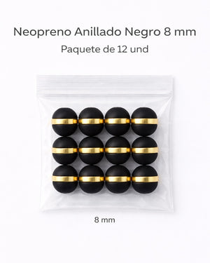 NEOPRENO ANILLADO PARA BRAZALETES – 6 MM Y 8 MM 🔴⚫ Oro laminado Luxus