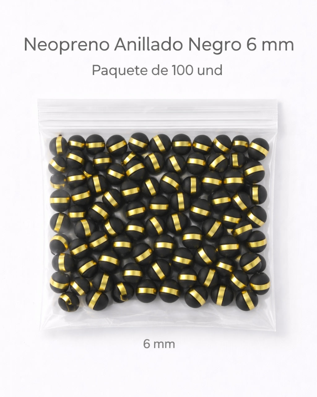 NEOPRENO ANILLADO PARA BRAZALETES – 6 MM Y 8 MM 🔴⚫ Oro laminado Luxus