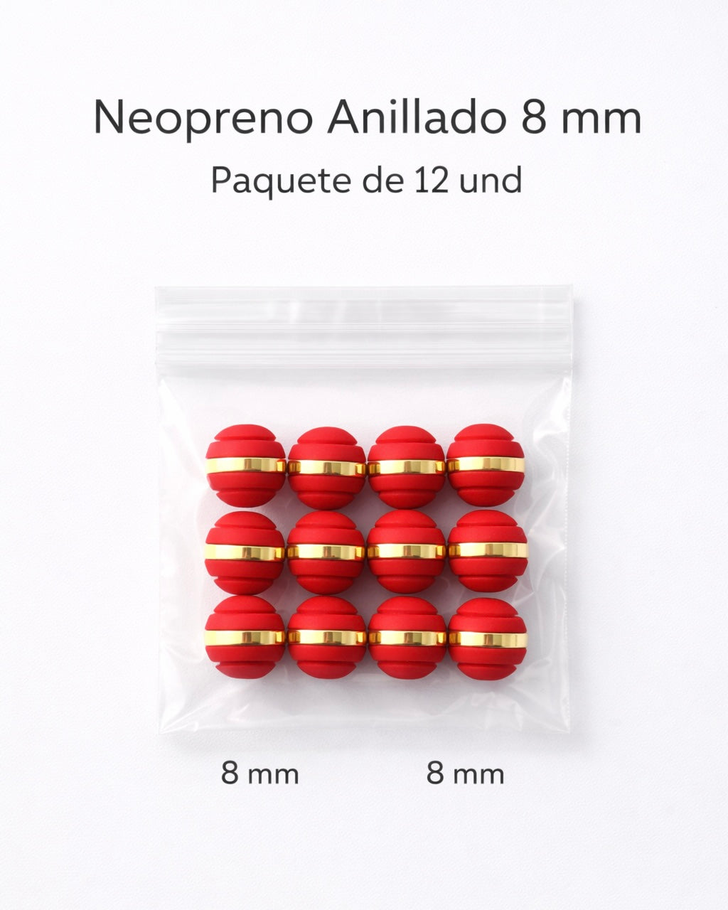 NEOPRENO ANILLADO PARA BRAZALETES – 6 MM Y 8 MM 🔴⚫ Oro laminado Luxus