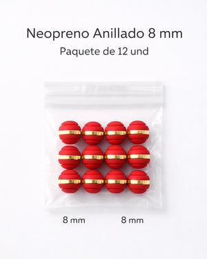 NEOPRENO ANILLADO PARA BRAZALETES – 6 MM Y 8 MM 🔴⚫ Oro laminado Luxus