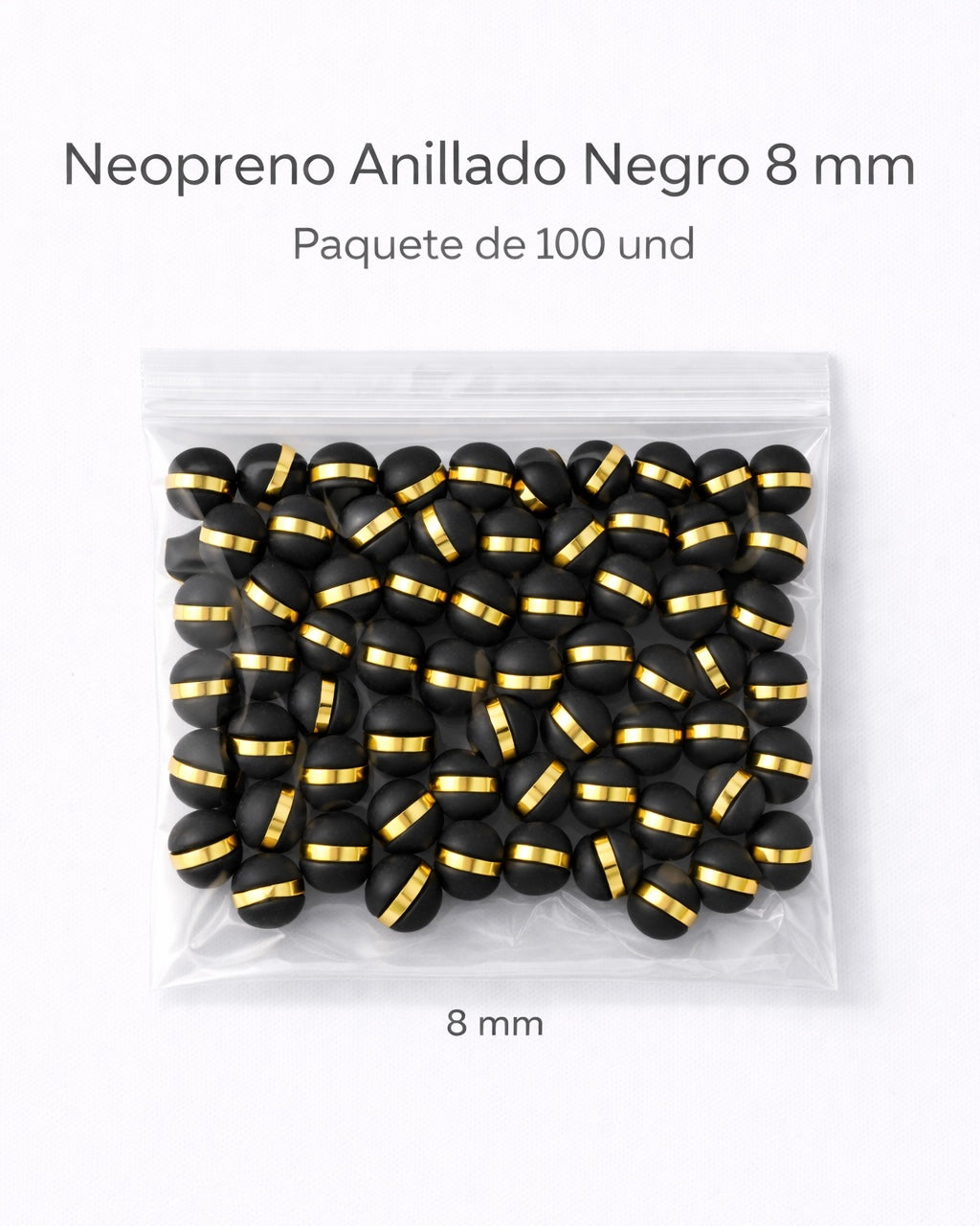 NEOPRENO ANILLADO PARA BRAZALETES – 6 MM Y 8 MM 🔴⚫ Oro laminado Luxus