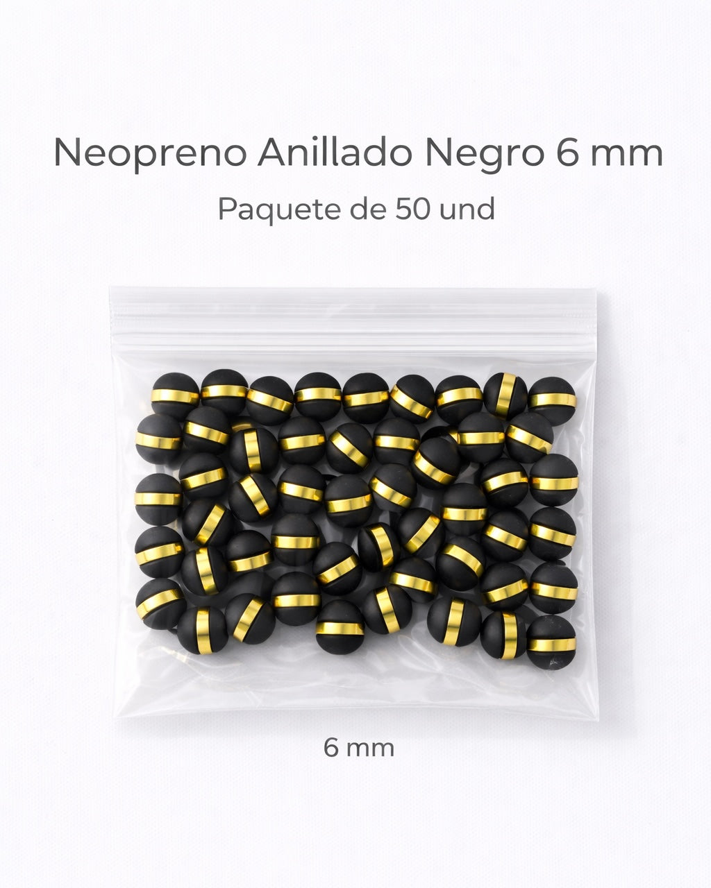 NEOPRENO ANILLADO PARA BRAZALETES – 6 MM Y 8 MM 🔴⚫ Oro laminado Luxus