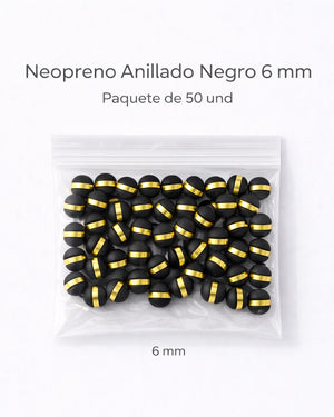 NEOPRENO ANILLADO PARA BRAZALETES – 6 MM Y 8 MM 🔴⚫ Oro laminado Luxus