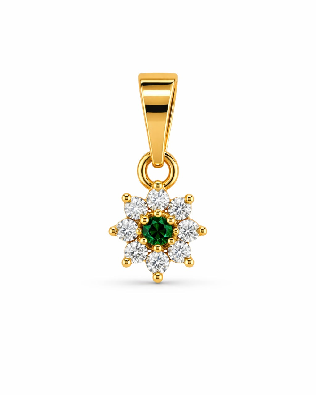 DIJE FLOR PUNTO VERDE ESMERALDA  6172 Oro laminado Luxus