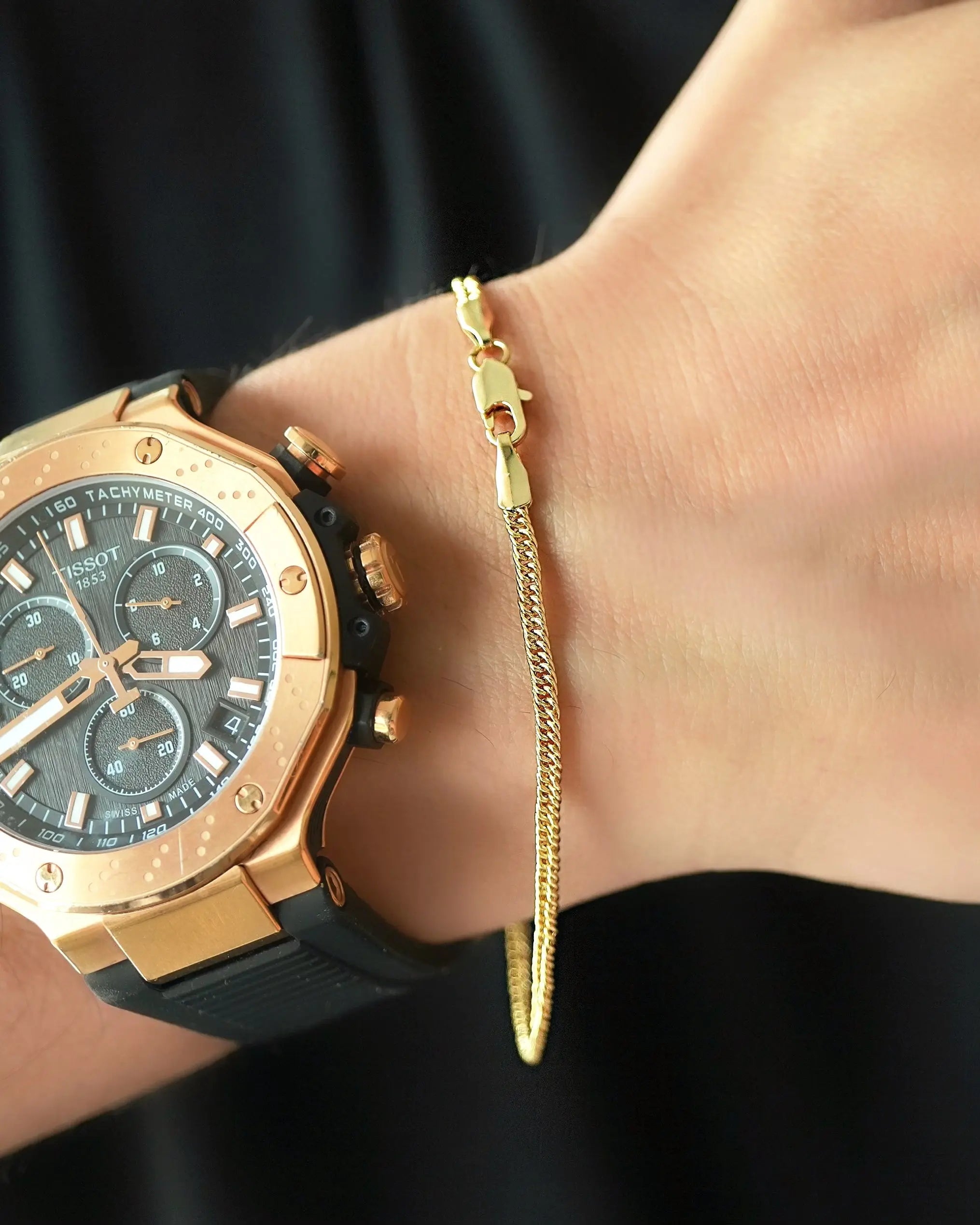 PULSERA CUBANA CONTINUA 3 MM 20 CM 5446 OrolaminadoLuxus