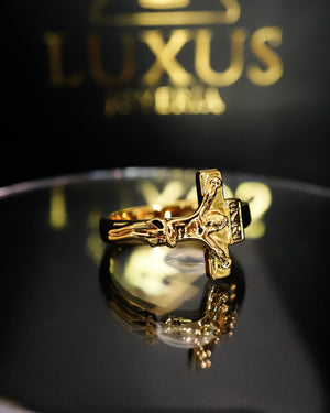 ANILLO CRISTO MADERO  6074 Oro laminado Luxus