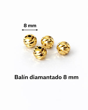 BALIN DIAMANTADO 8MM 6103 Oro laminado Luxus