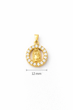 DIJE VIRGEN GUADALUPE VERDE REDONDO 6121 Oro laminado Luxus