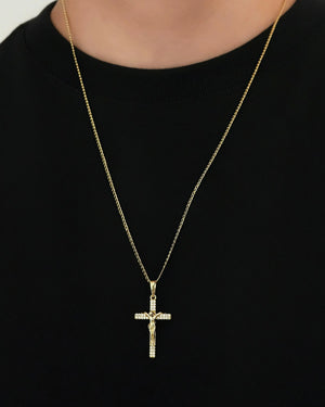 AHORRA EN SET CADENA CUBANA + CRISTO MADERO ID 4910 OrolaminadoLuxus