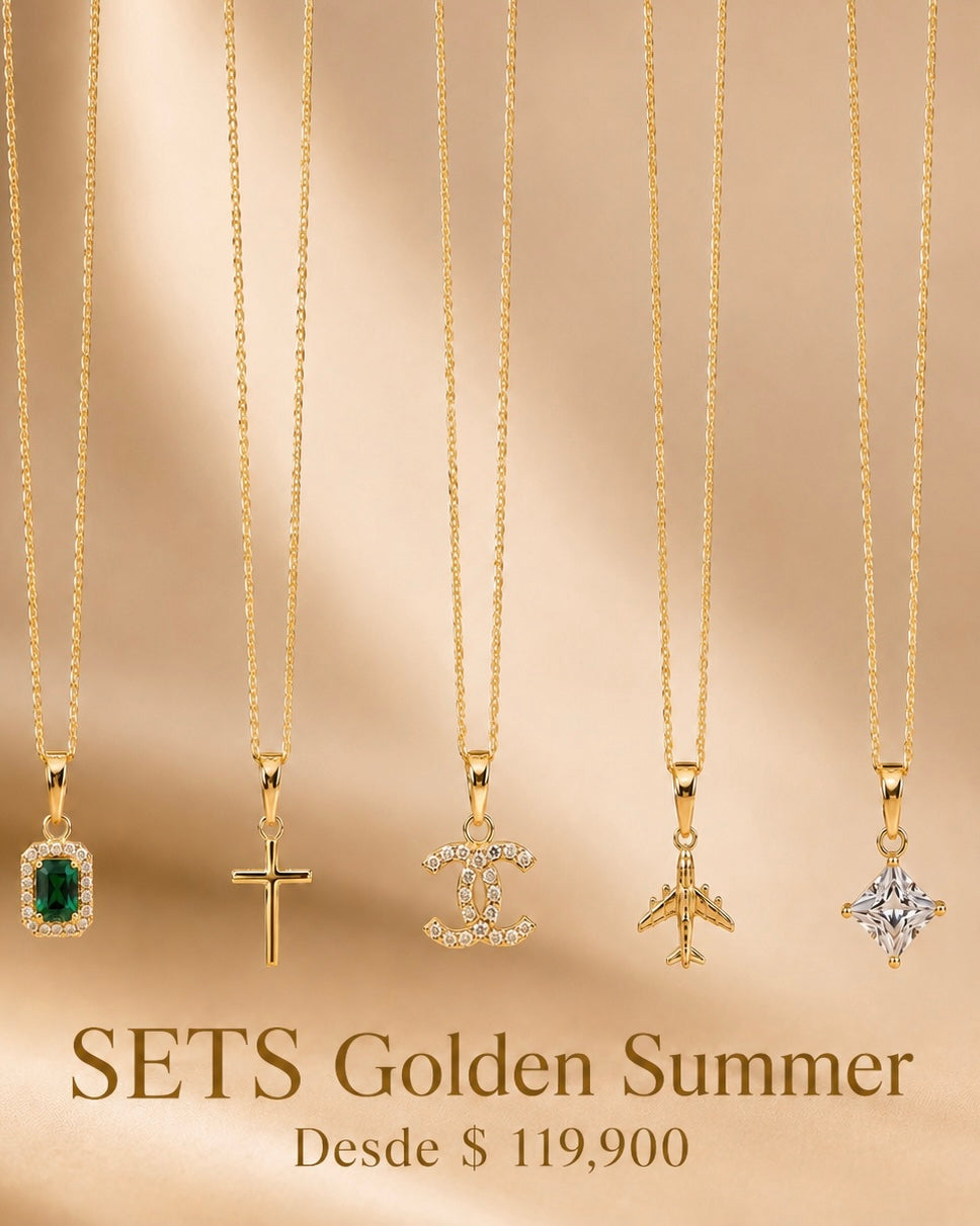 SET GOLDEN SUMMER 40CM + DIJE Oro laminado Luxus