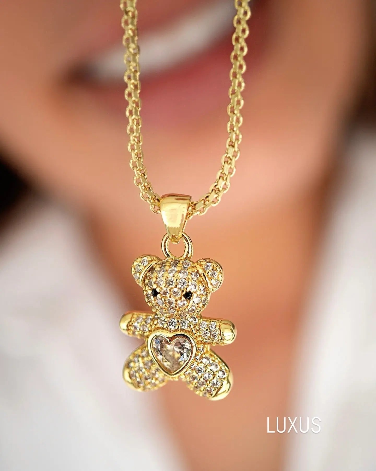 DIJE OSO AMOR CRISTAL 5664 OrolaminadoLuxus