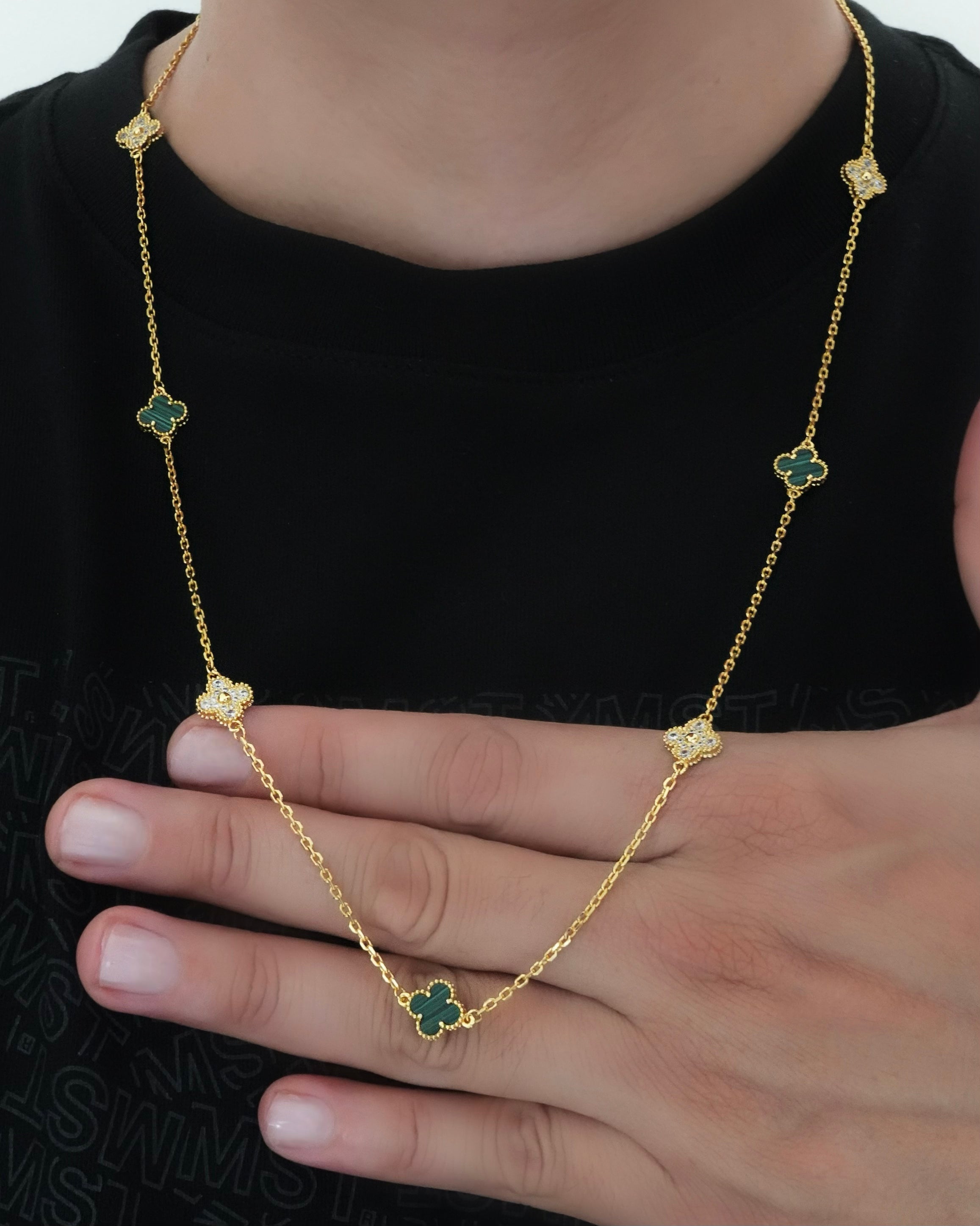 COLLAR TRÉBOL SMALL VERDE CRISTAL 65CM  5130